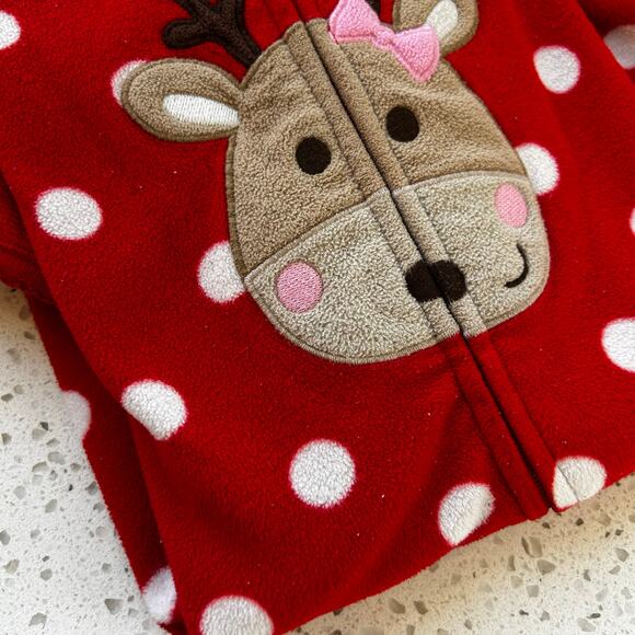 6 Month Christmas Polka Dot Fleece Footed Pajamas - Picture 5 of 5